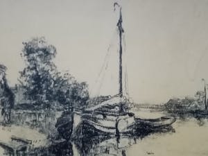 Gerbrand Frederik van Schagen - Potloodtekening polderlandschap kopen? Bied vanaf 50!