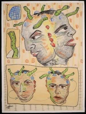 Scott Neary - Aquarel en krijt op papier, Face to Face kopen? Bied vanaf 20!
