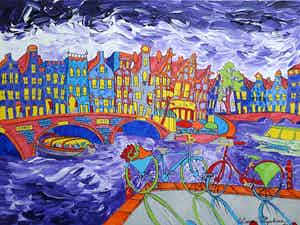 Elena Polyakova - Purple evening in Amsterdam verkocht voor € 125!