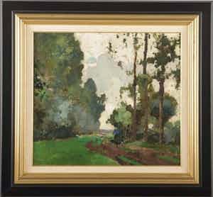 Cornelis Vreedenburgh - Bosgezicht met wandelaar verkocht voor € 550!