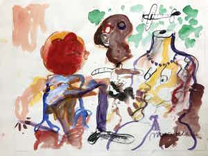 Anton Martineau - zonder titel (gemengde technieken op papier) verkocht voor € 195!