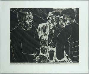 Hilde Schneider - Houtsnede, Dorpelingen uit Nieuwvliet (Zeeland) - Ingelijst kopen? Bied vanaf 1!