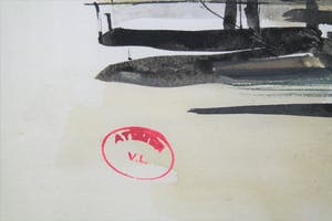 Lili Pieter van Leer - Gemengde techniek (aquarel en inkt) - "Stadsgezicht/haven" kopen? Bied vanaf 50!
