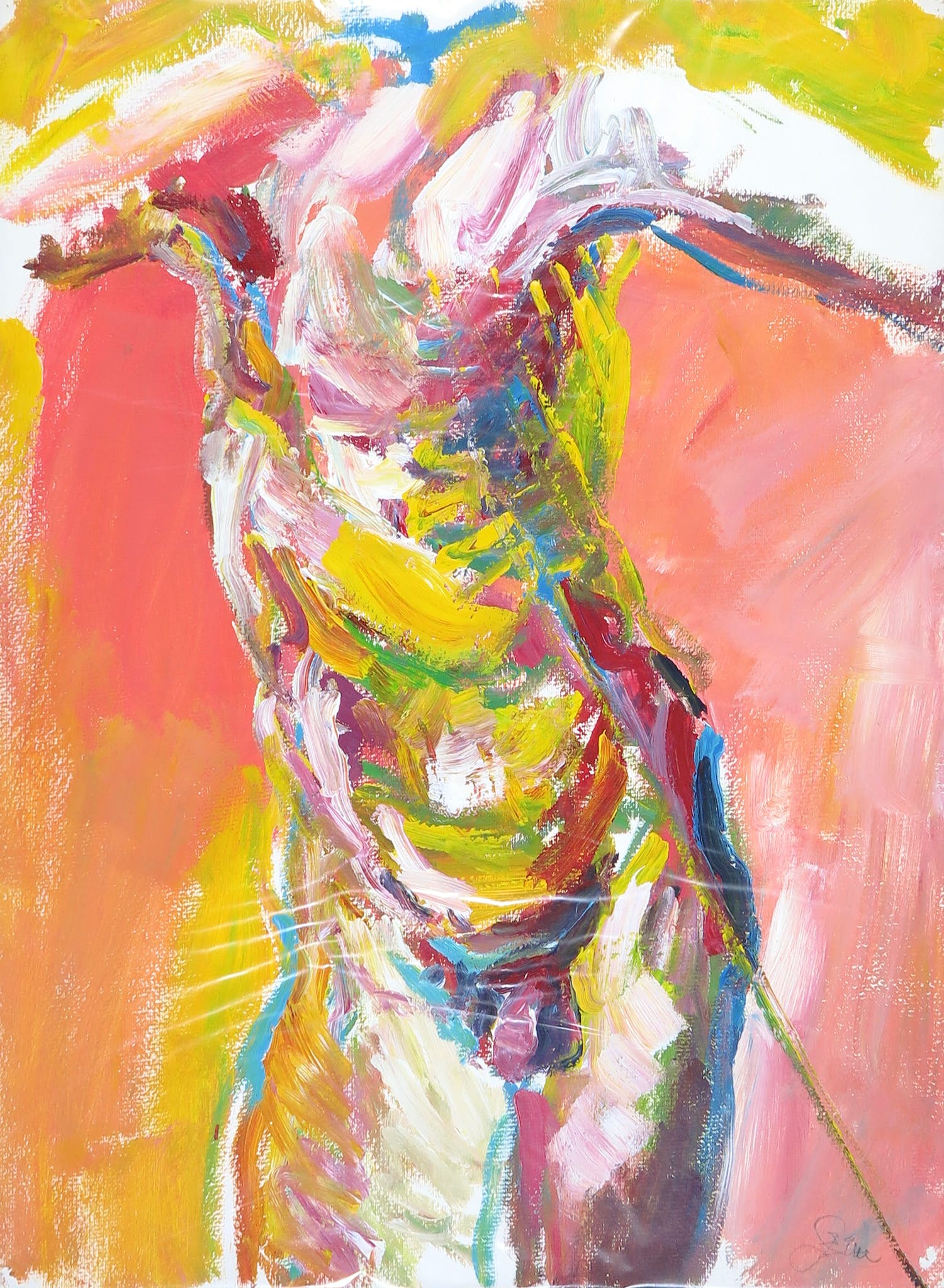 Franscz Witte - Gemengde techniek op papier, Mannelijk naakt kopen? Bied vanaf 1!