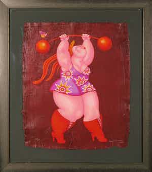 Ada Breedveld - Zeefdruk, Gewichtsheffer - Ingelijst verkocht voor € 40!