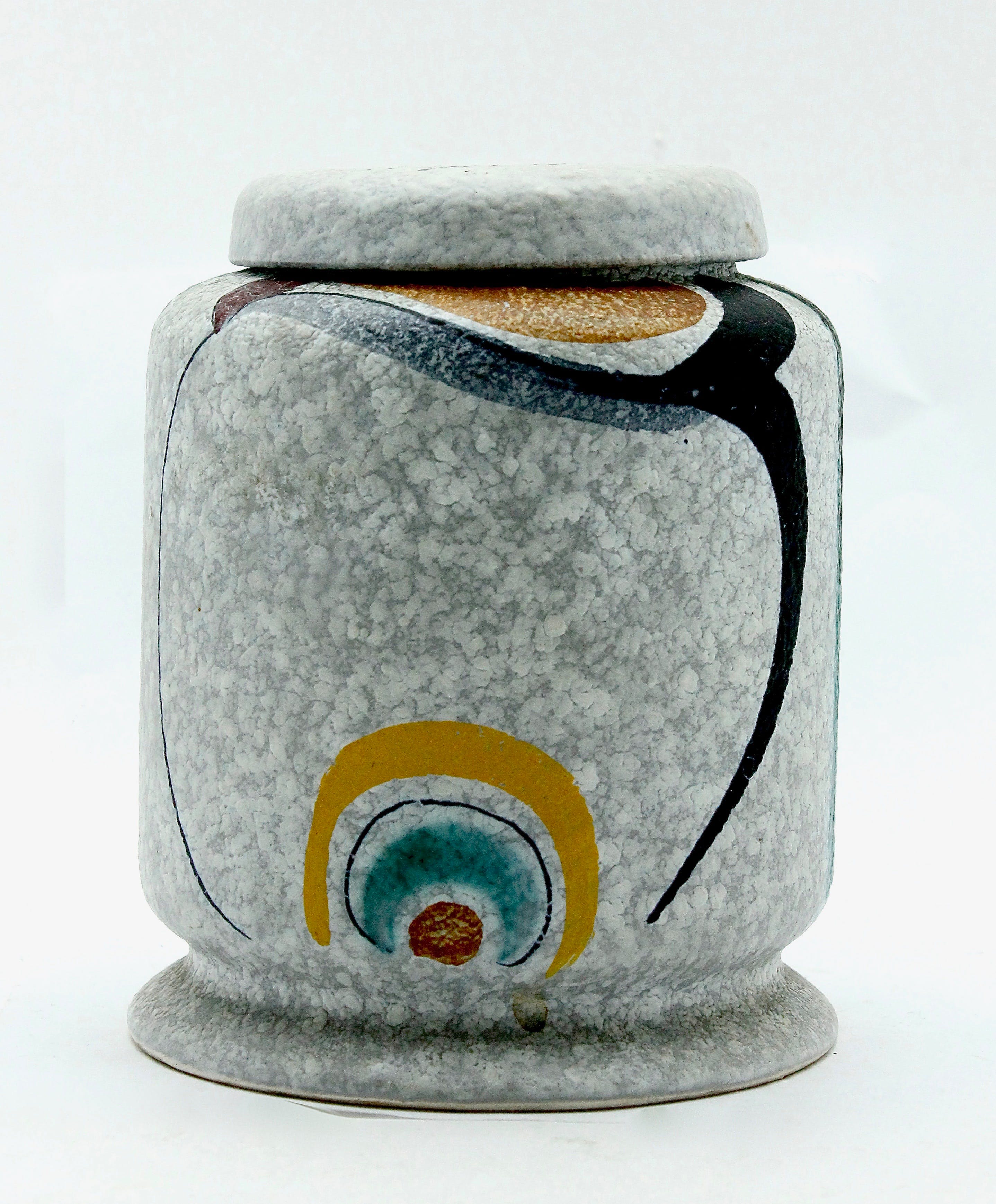 Plateelbakkerij Tiko - dekselspot met modernistsch decor verkocht voor € 19!