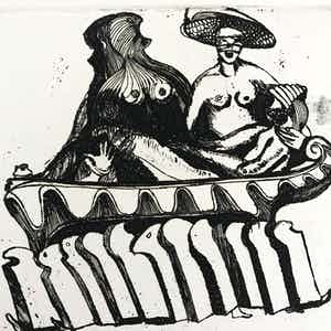 Vic Gentils - Gesigneerde ets - 1981 - 'Het Café' - VII/XX verkocht voor € 35!