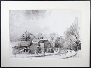 Franscz Witte - Aquarel en pentekening, Westkant van Zuid-Limburg - Ingelijst kopen? Bied vanaf 1!