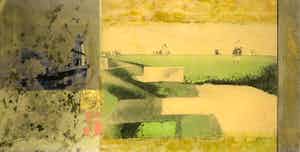 Mark Verdoes - Gemengde techniek achter epoxy op hout, Dating Indira verkocht voor € 35!