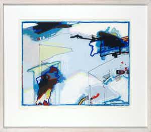 Huibert van Dorp - Zeefdruk, Compositie met rode telefoon - Ingelijst verkocht voor € 1!