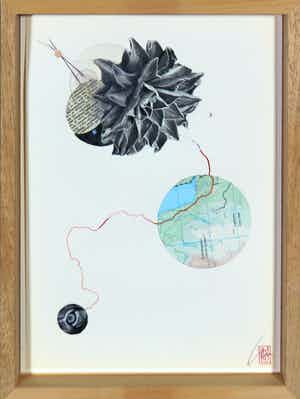 Lin de Mol - Collage op papier, Book of termination verkocht voor € 50!