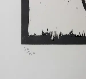 Pierre Alechinsky - grote houtsnede ingekleurd met waterverf - fraai ingelijst kopen? Bied vanaf 1400!