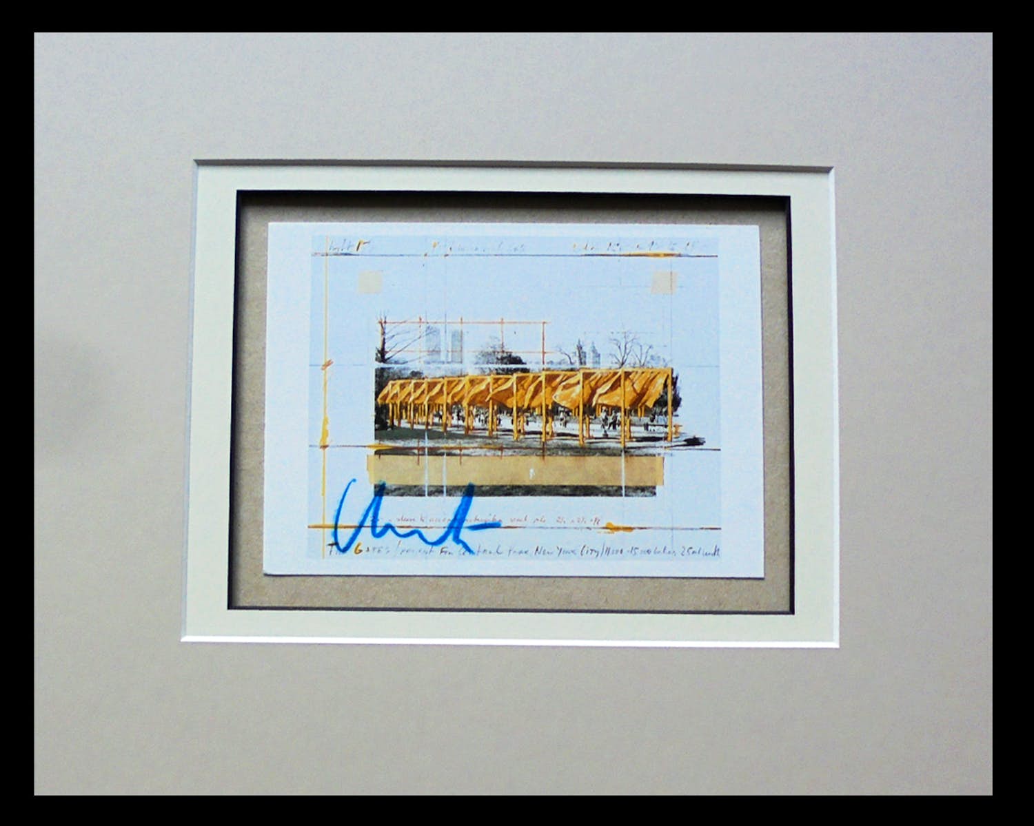 Christo - Project for Central Park NYC " The Gates "- handgesigneerd met waskrijt (zelden) verkocht voor € 119!