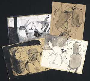 Simon Posthuma - Inkt op papier, Lot van vier tekeningen verkocht voor € 1!