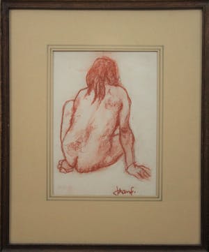 Johan Fabricius - Rood krijttekening - "Zittende naakte vrouw I" kopen? Bied vanaf 75!