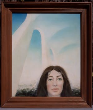 René Wagemakers - Vrouw voor architectonische structuur, olieverf op paneel (ingelijst) kopen? Bied vanaf 1!