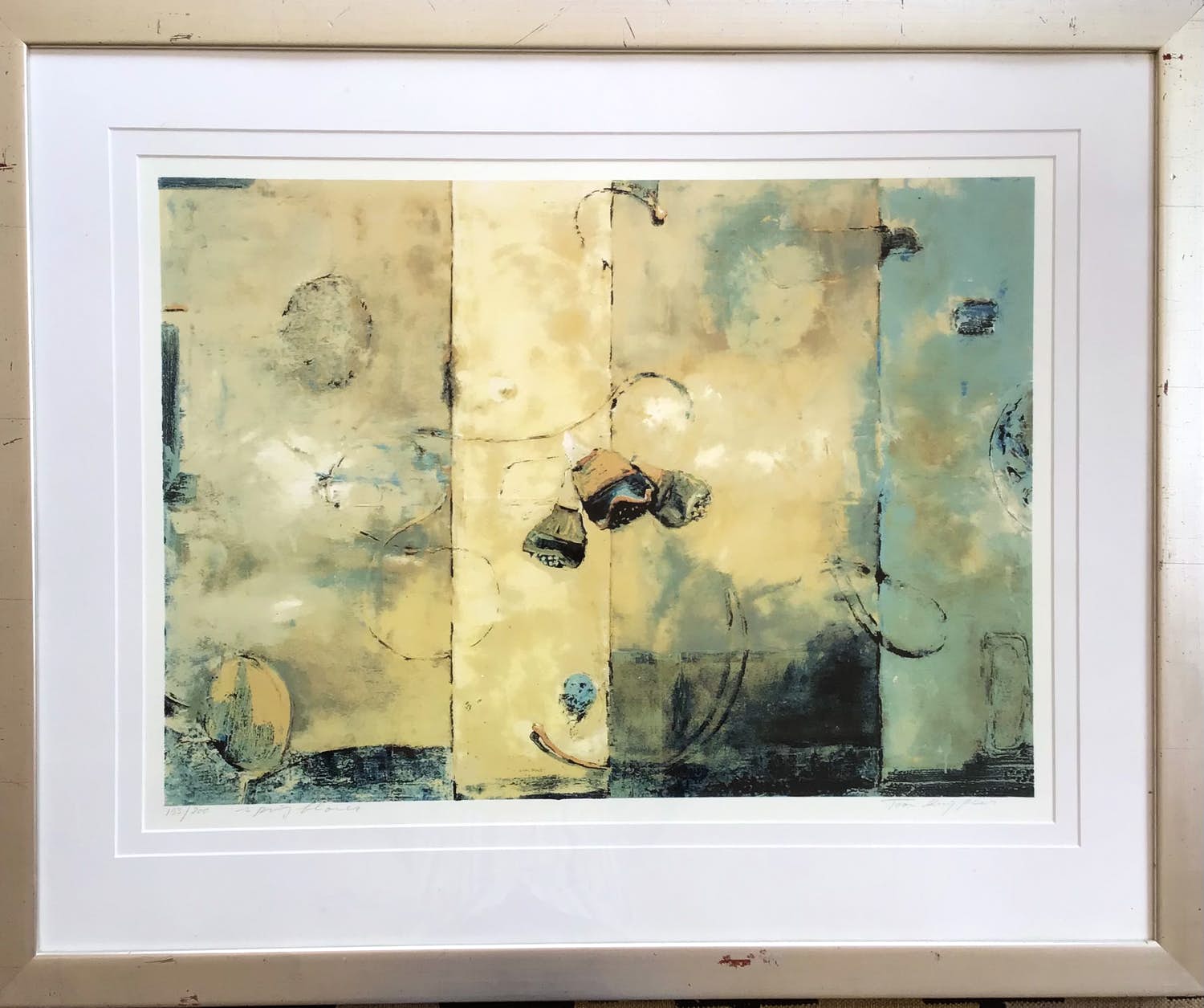 Toon Kuijpers - Zeefdruk, Spring Flower, gesigneerd en ingelijst verkocht voor € 45!