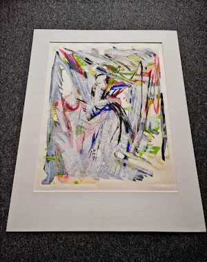Ron Gennisse - Grote abstract-express. Hoogdruk "de zittende mens II" - zeer kleine oplage (6) kopen? Bied vanaf 37!