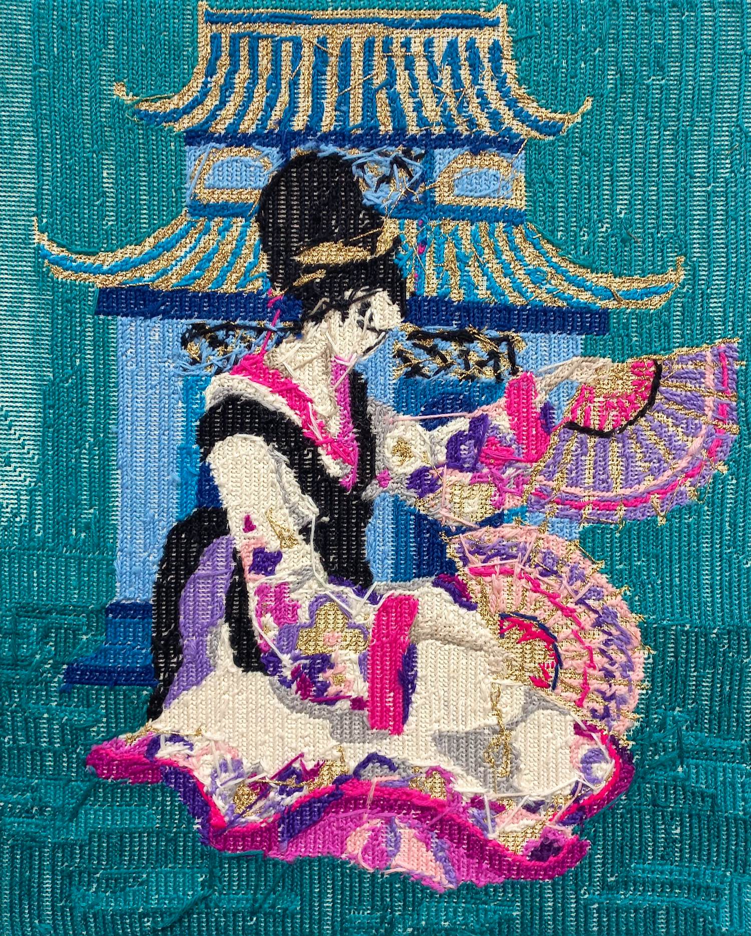 Rob Scholte - Geisha, omgekeerd borduurwerk (mooi ingelijst) kopen? Bied vanaf 695!