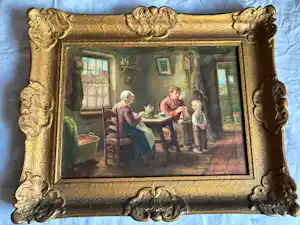 Jan de Jong - Oud hollands tafereel gezin aan tafel verkauft für € 80!