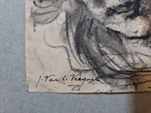 Niet of onleesbaar gesigneerd - Vroeg 20e of laat 19e eeuws impressionistisch houtskool portret - gesigneerd kopen? Bied vanaf 1!