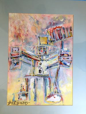Ad Verstijnen - "Robot" - Acryl op papier, Ingelijst kopen? Bied vanaf 90!