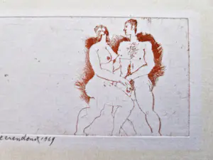 Theo Beerendonk - Expliciete jaren 60 droge naald Ets "ontmoeting" - potloodgesigneerd kopen? Bied vanaf 27!