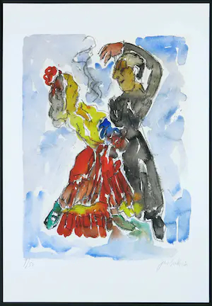 Jan Sierhuis - Giclée, Dansend paar kopen? Bied vanaf 35!