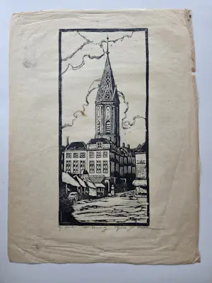 Jac. de Beer - Vier werken. Grote Kerk Den Haag en drie stadsgezichten. kopen? Bied vanaf 79!