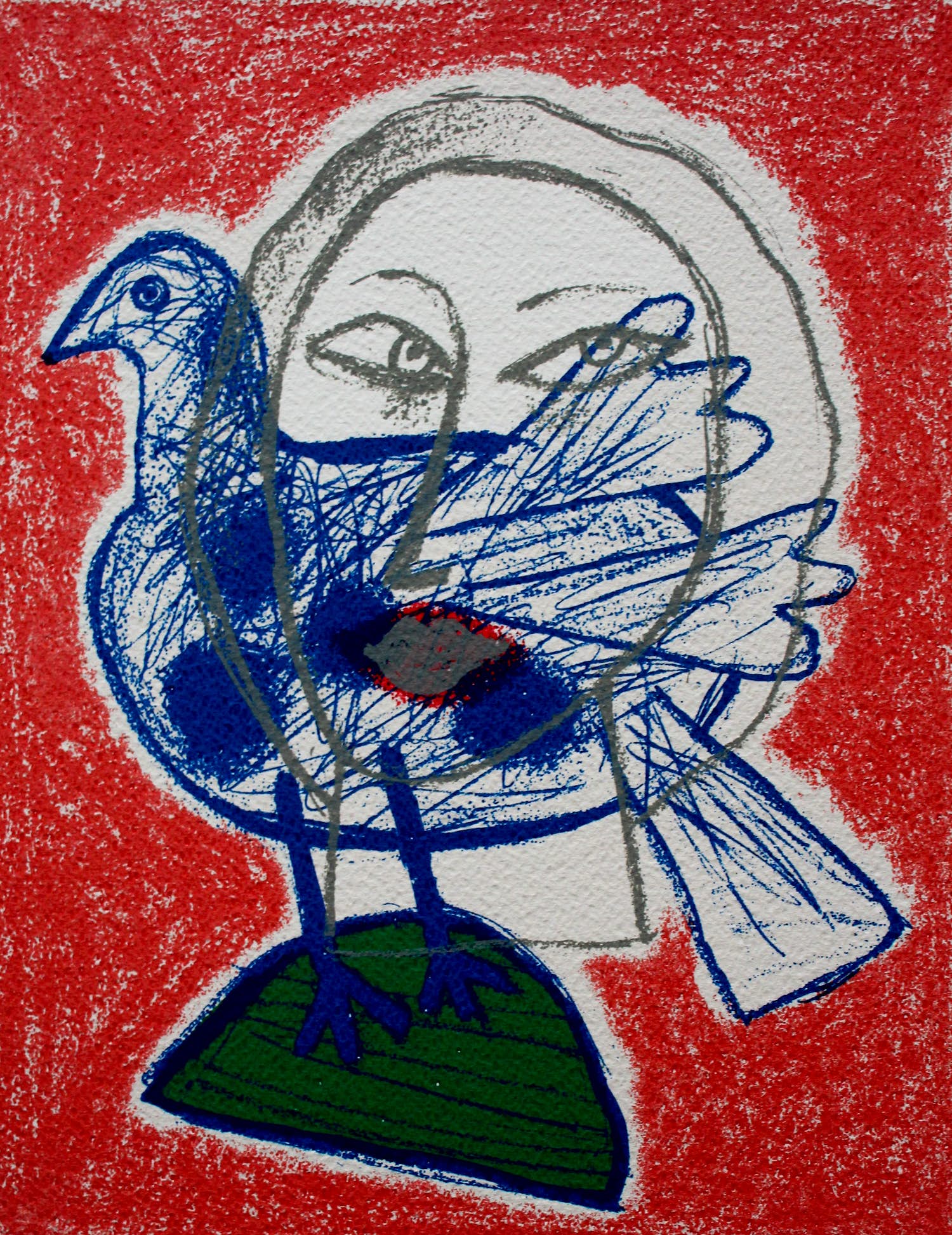 Corneille - Zeefdruk: Regard sur L' oiseau - 1998 verkocht voor € 175!