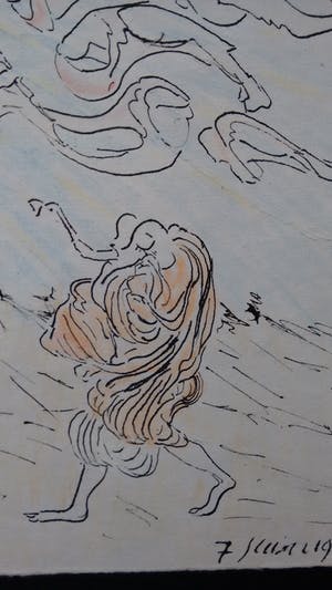 Reinhoud D'Haese - tekening, gedateerd en ingelijst. CoBrA kunstenaar kopen? Bied vanaf 330!