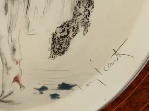 Louis Icart - Ets en aquatint, Vrouw met blauwe kruik - Ingelijst kopen? Bied vanaf 200!