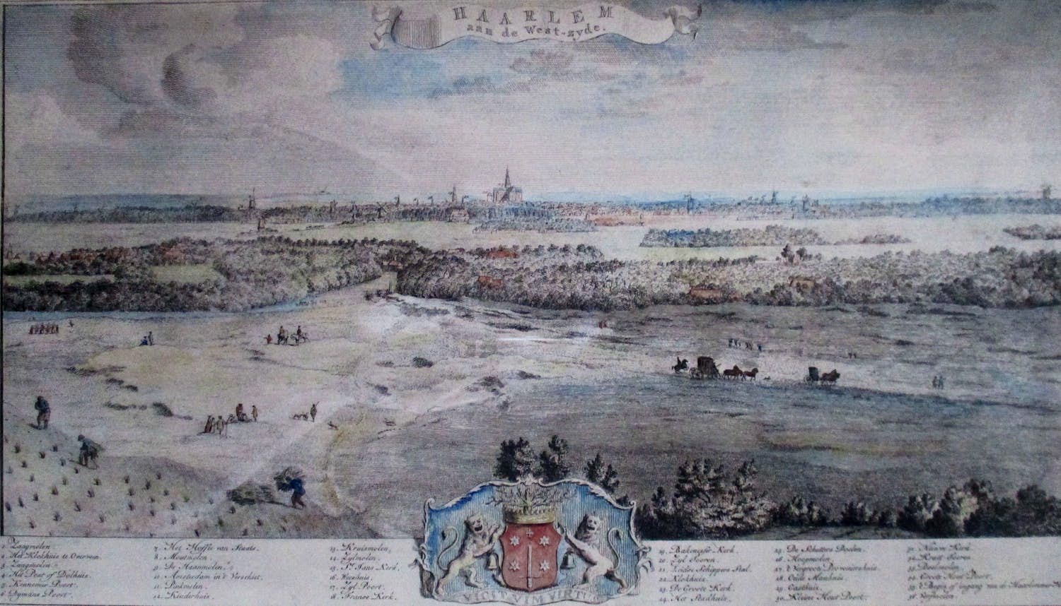 Niet of onleesbaar gesigneerd - Ingelijste ingekleurde gravure Haarlem aan de Westzijde kopen? Bied vanaf 10!