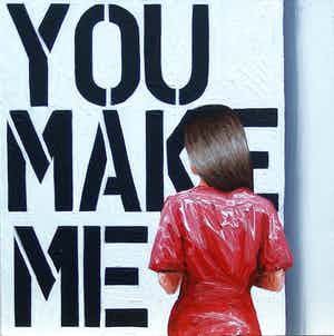 Gerard Boersma - You Make Me (Vrouw kijkend naar schilderij van Christopher Wool) verkocht voor € 75!