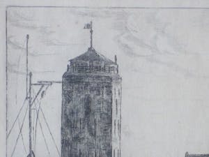 Niet of onleesbaar gesigneerd - Vuurtoren te Katwijk - Ets kopen? Bied vanaf 1!