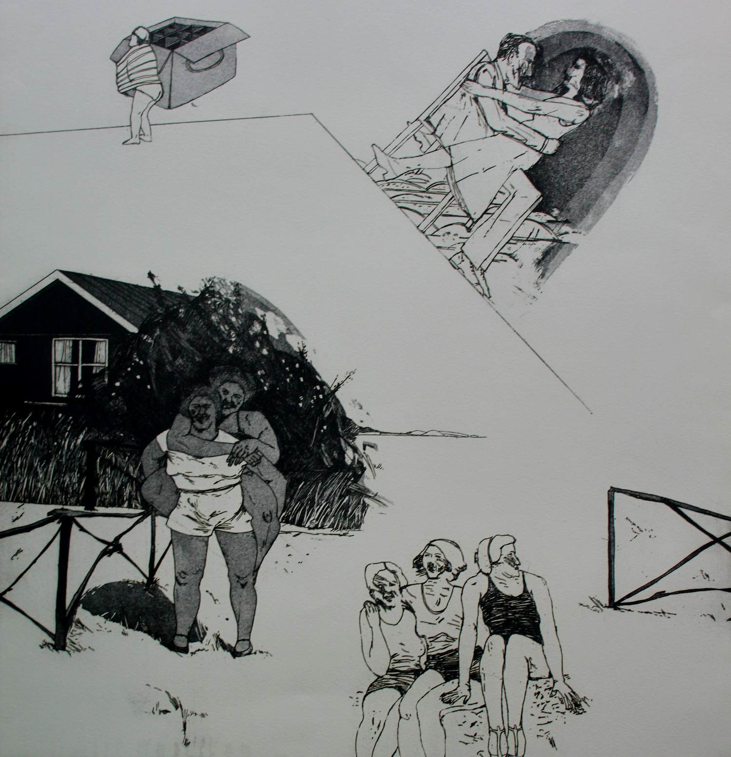 Buy Kees Spermon - Ets/aquatint: Family scene - 1970? Bid from 49!