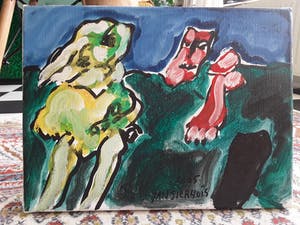 Jan Sierhuis - Landschap met 2 figuren acryl paint kopen? Bied vanaf 195!