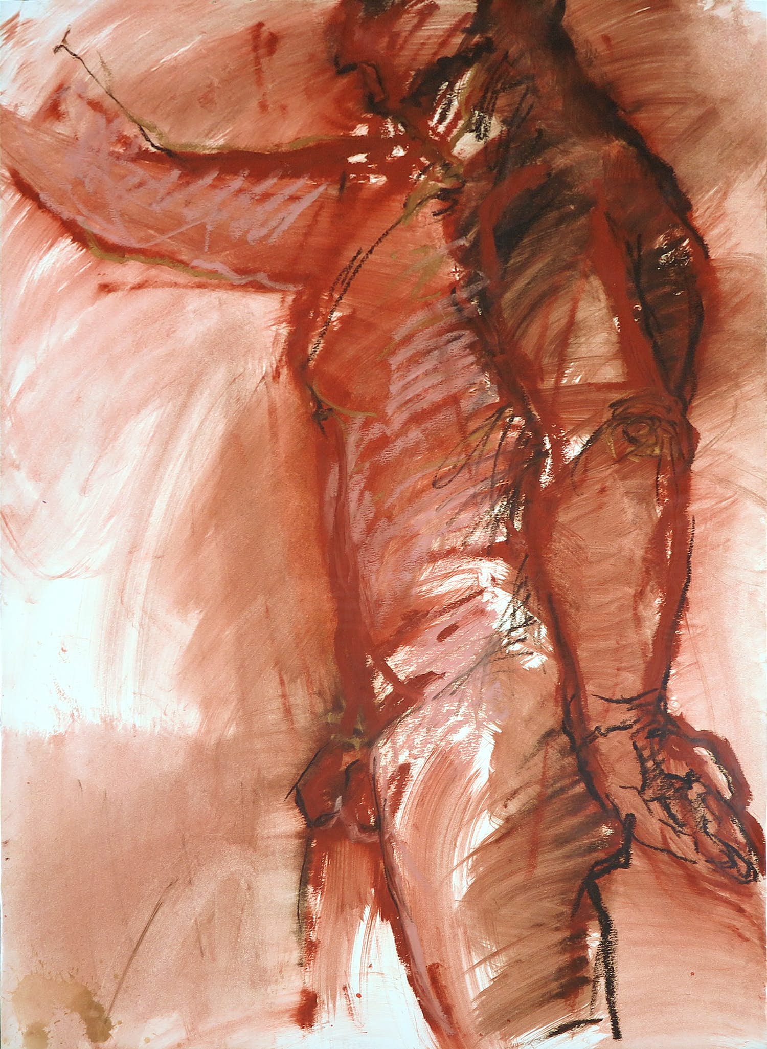 Franscz Witte - Gemengde techniek op papier, Mannelijk naakt vanaf zij kopen? Bied vanaf 1!