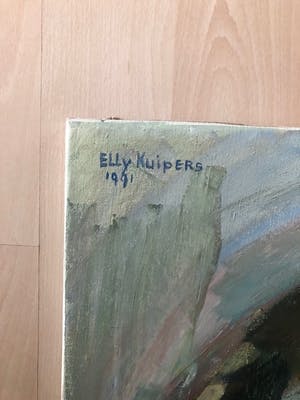 Elly Kuipers - olieverf op doek - vrolijk gezelschap kopen? Bied vanaf 1!