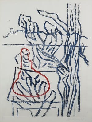 Jan Sierhuis - Kleurenets, Hand bij tafel met fles - Ingelijst kopen? Bied vanaf 70!