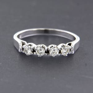 18K Goud - witgouden ring met briljant geslepen diamanten kopen? Bied vanaf 280!