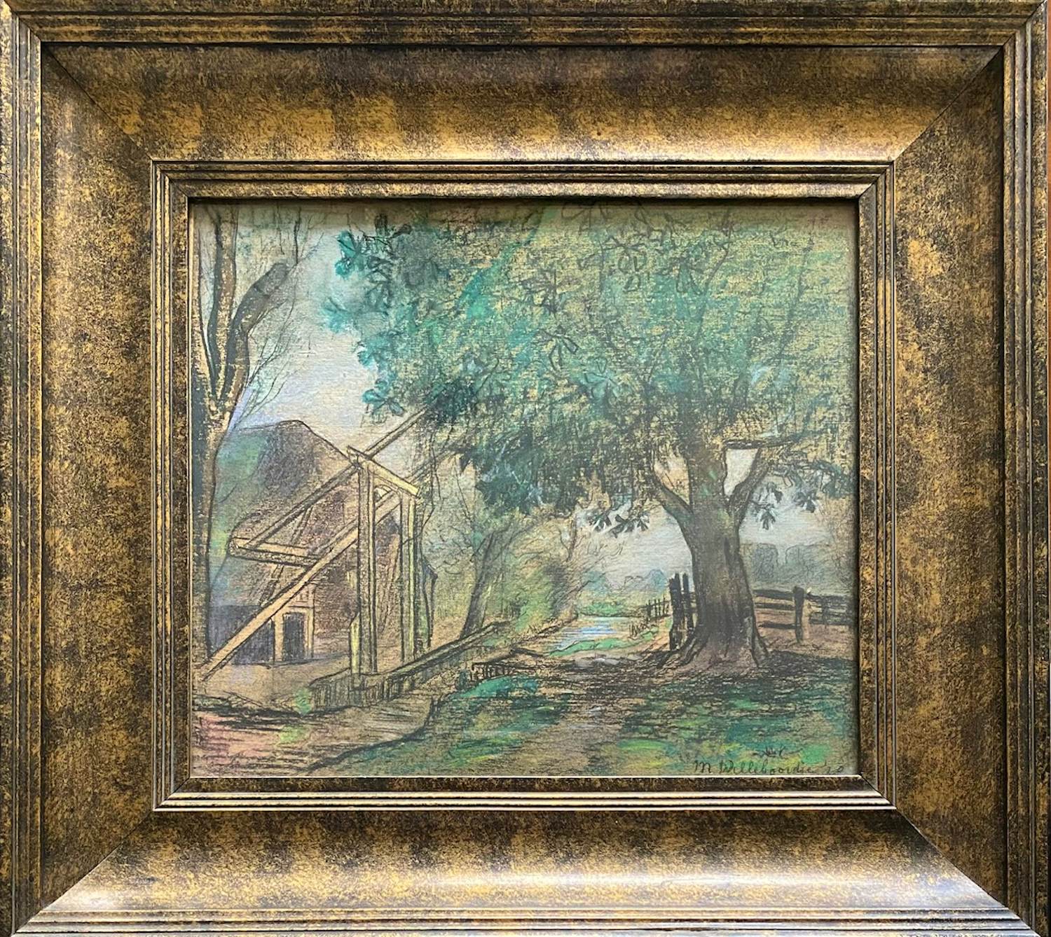 Marie Willeboordse - Landschap met ophaalbrug kopen? Bied vanaf 59!