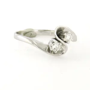 14k witgouden ring met briljant geslepen diamant tot. 0.15ct – F/G - VS/SI kopen? Bied vanaf 240!