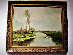 Jacobus Bijtel - ca. 1930 GROOT impressionistisch olieverf "Hollands polderlandschap" gesigneerd verkocht voor € 56!
