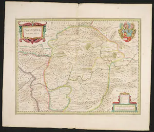 Hendrik Hondius - Handgekleurde kopergravure, Nassovia Comitatus kopen? Bied vanaf 35!