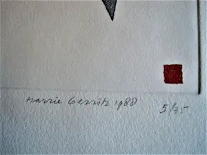 Harrie Gerritz - Kleine oplage (35) en handgekleurde ETS "ontmoeting" 1988 - potloodgesigneerd kopen? Bied vanaf 37!