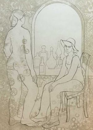 Niet of onleesbaar gesigneerd - C4393-2D, interieur met dames en flessen kopen? Bied vanaf 1!
