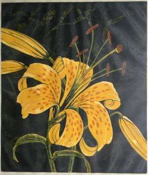 Dianne Bakker - Lelie I (E.A.) | Houtsnede in bijpassende lijst kopen? Bied vanaf 1!