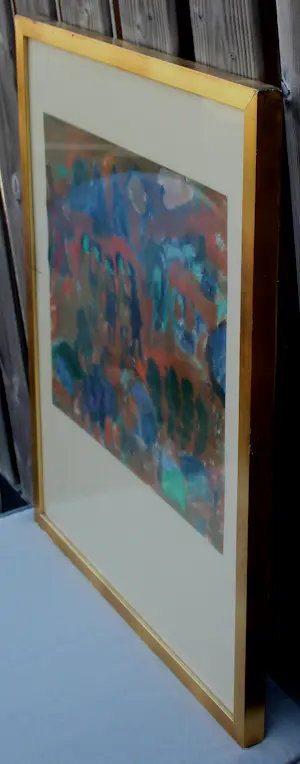 Eugène Brands - grote ingelijste gouache: landschap met Hollandse molen - 1957 kopen? Bied vanaf 2250!