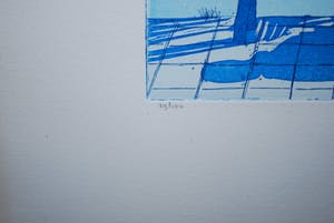 Lucie Meulendijks - zitje bij de zee - kleurets 1983 - oplage 100 - ingelijst kopen? Bied vanaf 30!